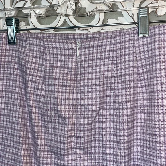 Brandy Melville Purple and White Plaid double front slit mini skirt sz XS - S - Picture 6 of 9